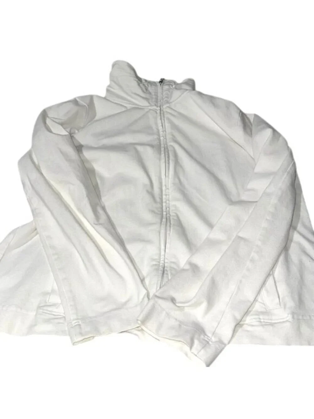 Womens White Zip-Up Jacket Croft & Barrow XL Cotton Blend Lightweight Hoodie - Picture 2 of 8